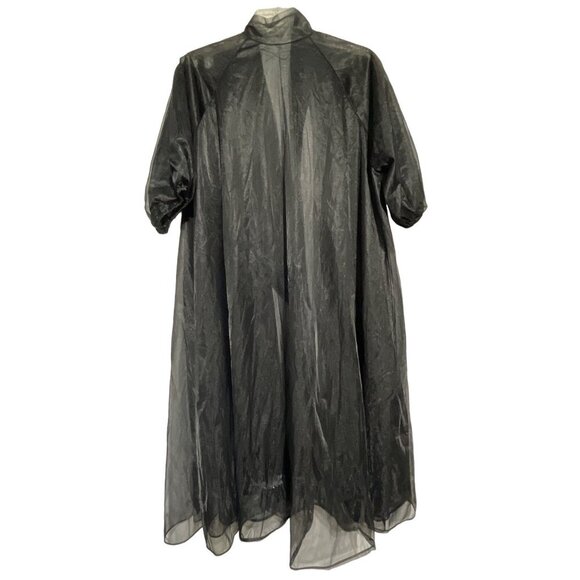 Vanity Fair Women's Short Sleeve See-through Open Dress Coverup Black Size 32 - Picture 3 of 5